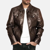 Titan Turn Down Collar Men Biker Jacket